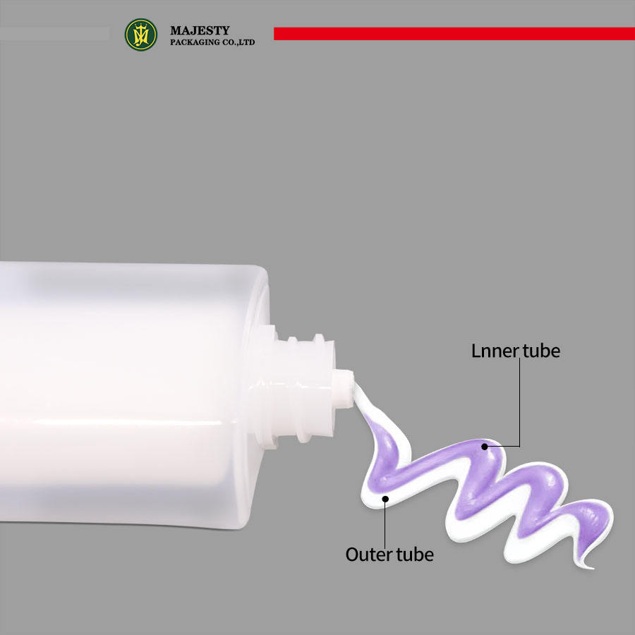 Двухслойный двухкамерный тюбик с откидной крышкой Керамический колпачок Лосьон для тела Пластиковый тюбик для мытья лица Упаковка Косметический тюбик для ухода за кожей