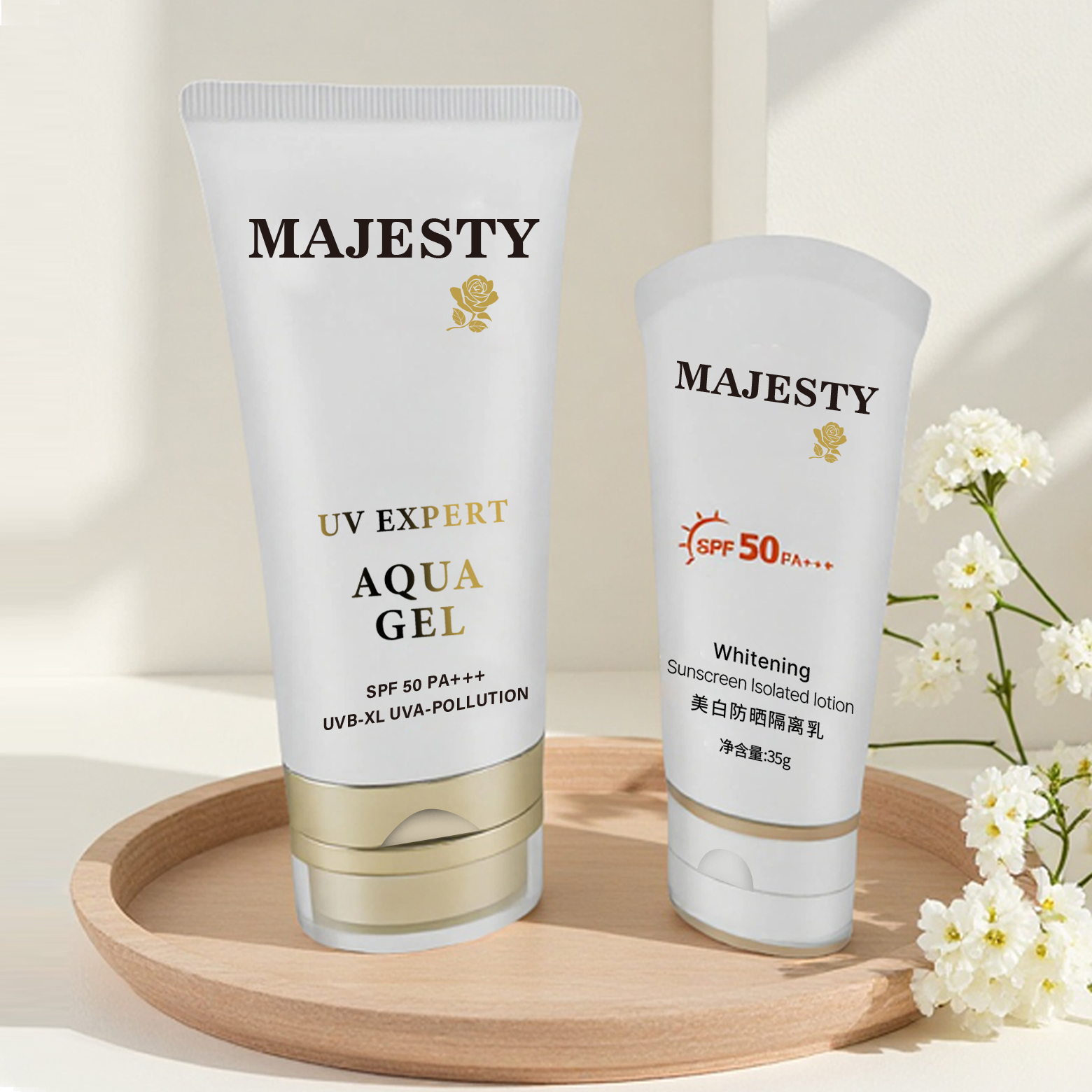Заводская индивидуальная пластиковая упаковка PE COSMETIC TUBE для солнцезащитного крема с акриловым двойным слоем крышки