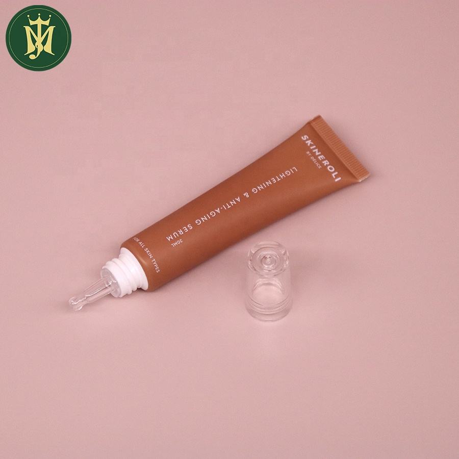 Прозрачные пластиковые тюбики PETG 10–30 мл на заказ с длинной крышкой для рта и офсетной печатью для косметической эссенции крема для глаз