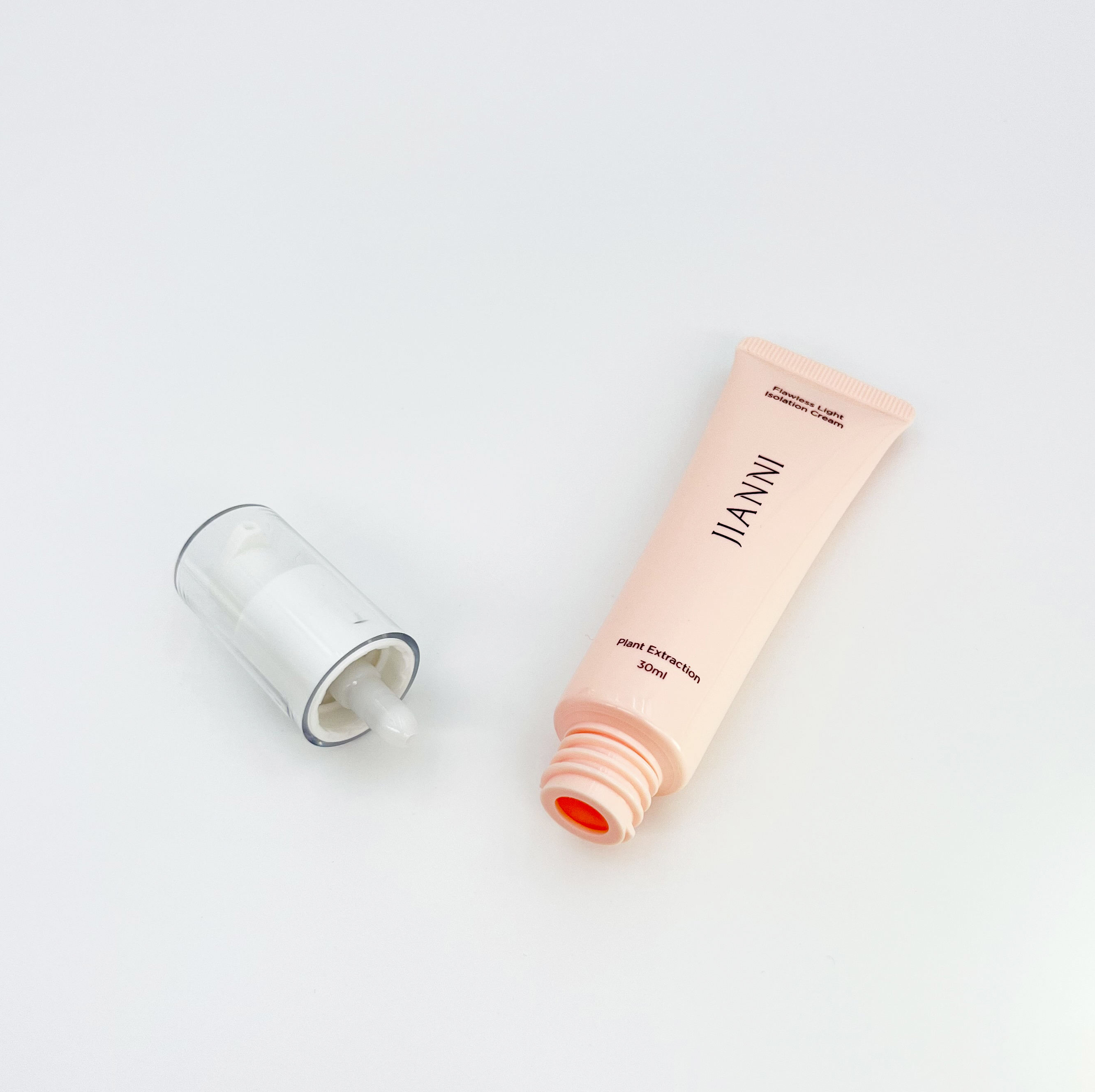 Изготовленная на заказ пустая безвоздушная упаковка с насосом, косметическая тюбик для лица, основа BB CC, тюбик с жидким кремом и солнцезащитным кремом, эфирное масло