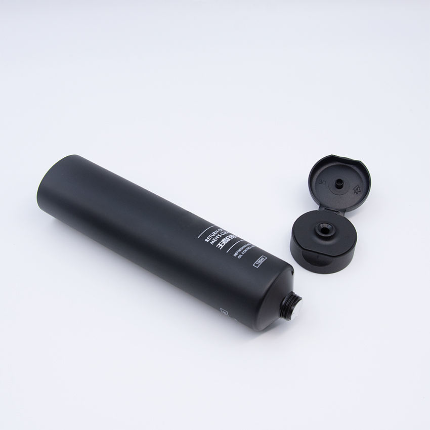 Пользовательские матовые черные 60 мл-100 мл полиэтиленовые пластиковые косметические тюбики оптом с откидной крышкой для ухода за кожей тюбики