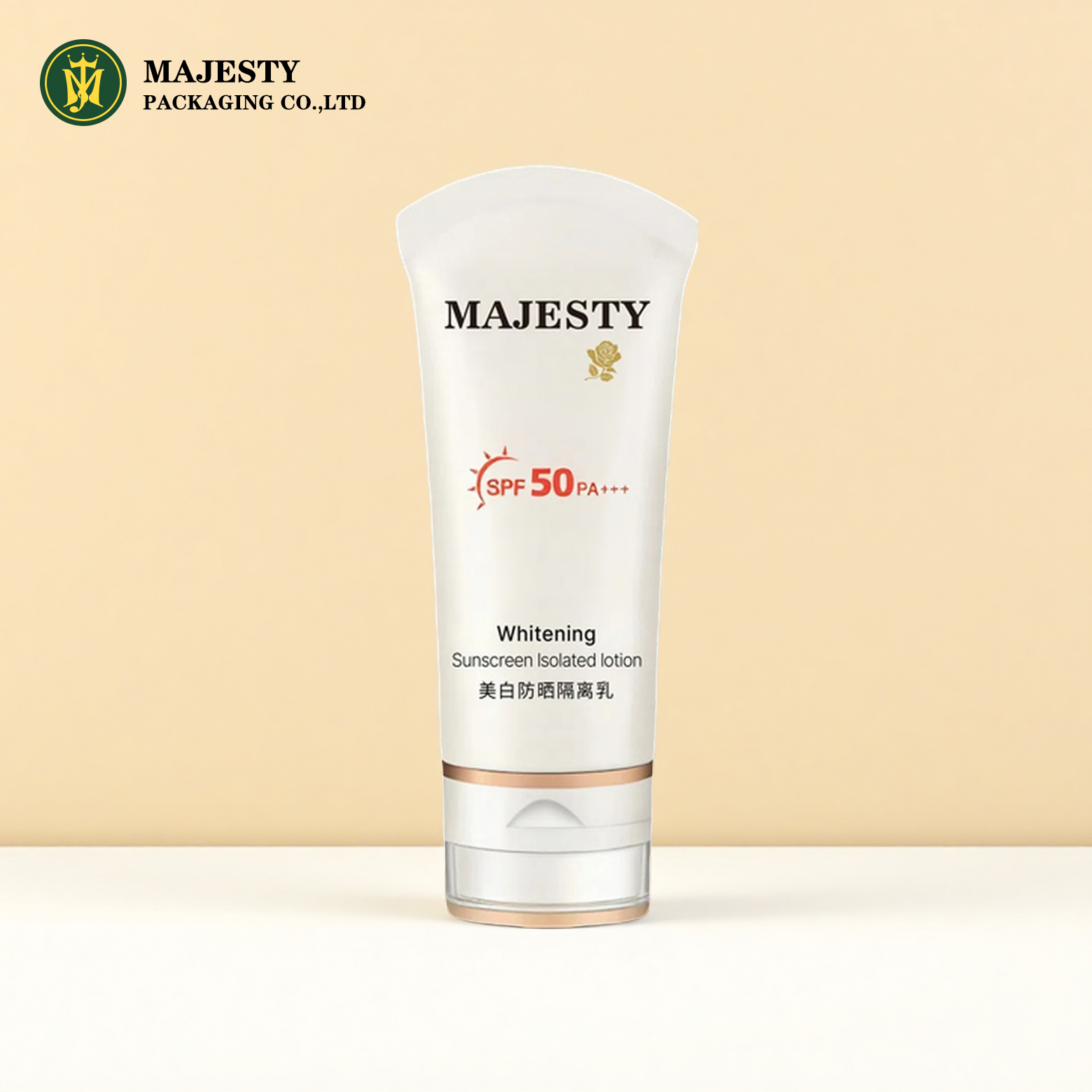 Заводская индивидуальная пластиковая упаковка PE COSMETIC TUBE для солнцезащитного крема с акриловым двойным слоем крышки