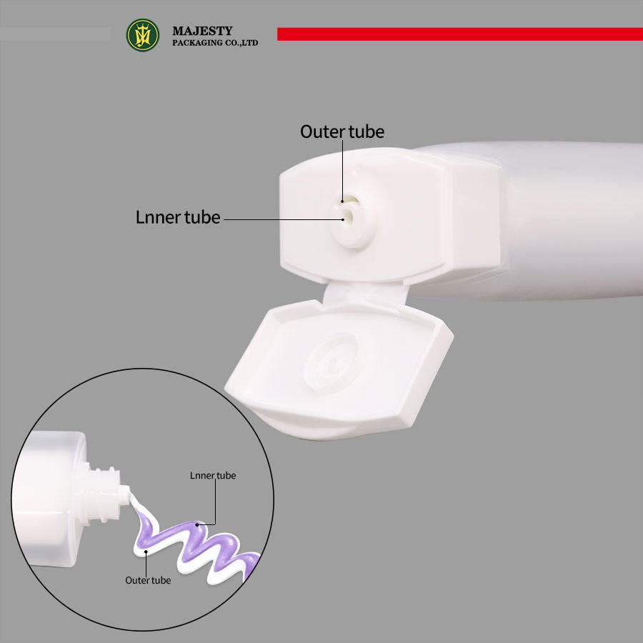 Двухслойный двухкамерный тюбик с откидной крышкой Керамический колпачок Лосьон для тела Пластиковый тюбик для мытья лица Упаковка Косметический тюбик для ухода за кожей