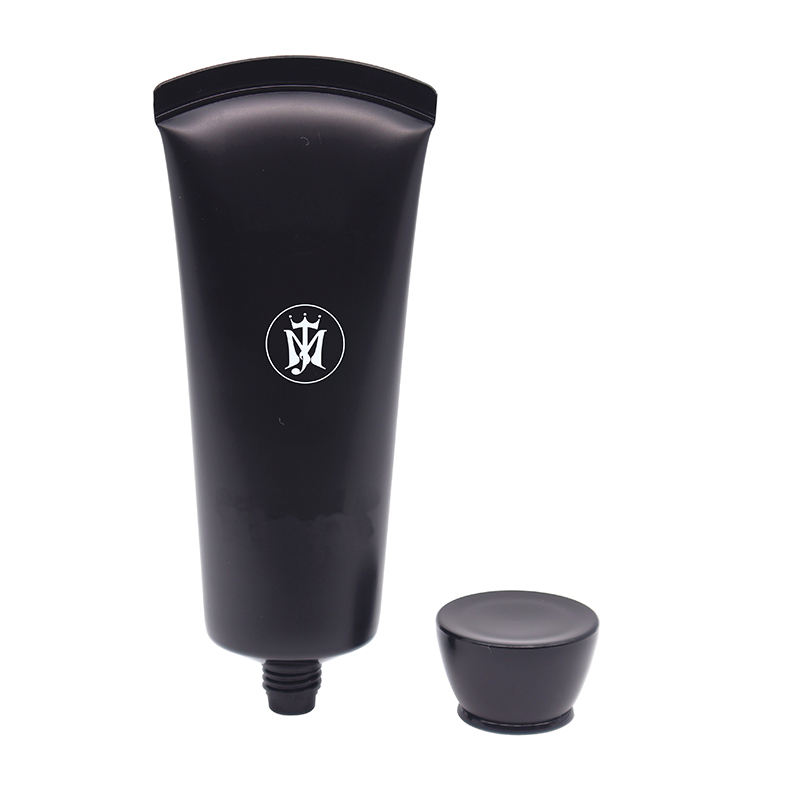 OEM 80 мл 100 мл 120 мл черный пустой пластиковый тюбик с кремом для лица, мужской тюбик для очищающего средства для лица с завинчивающейся крышкой, упаковка для мытья лица