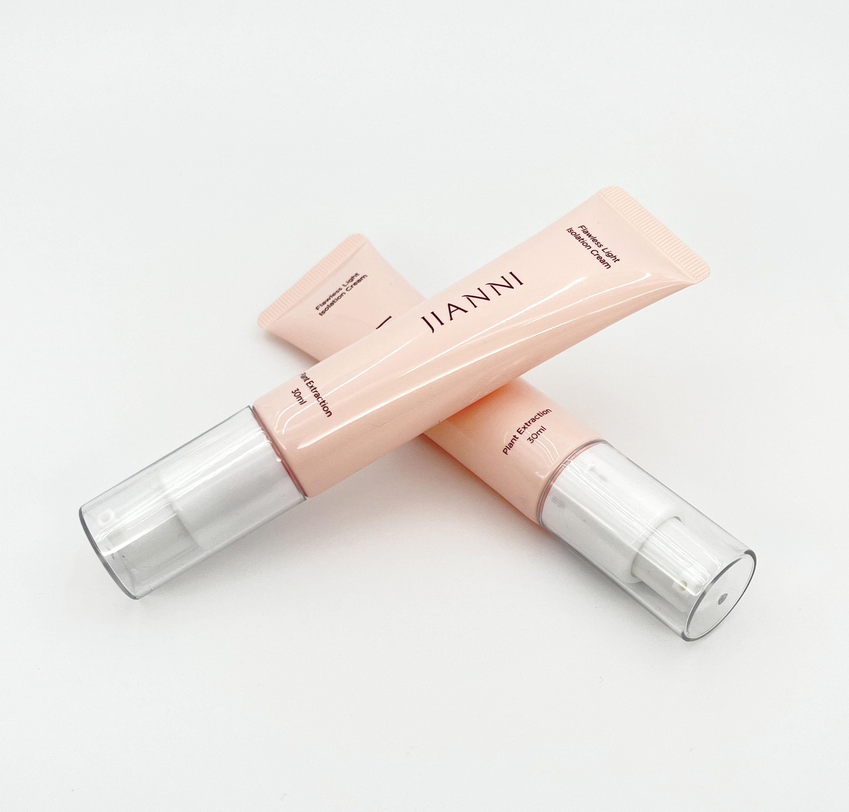 Изготовленная на заказ пустая безвоздушная упаковка с насосом, косметическая тюбик для лица, основа BB CC, тюбик с жидким кремом и солнцезащитным кремом, эфирное масло