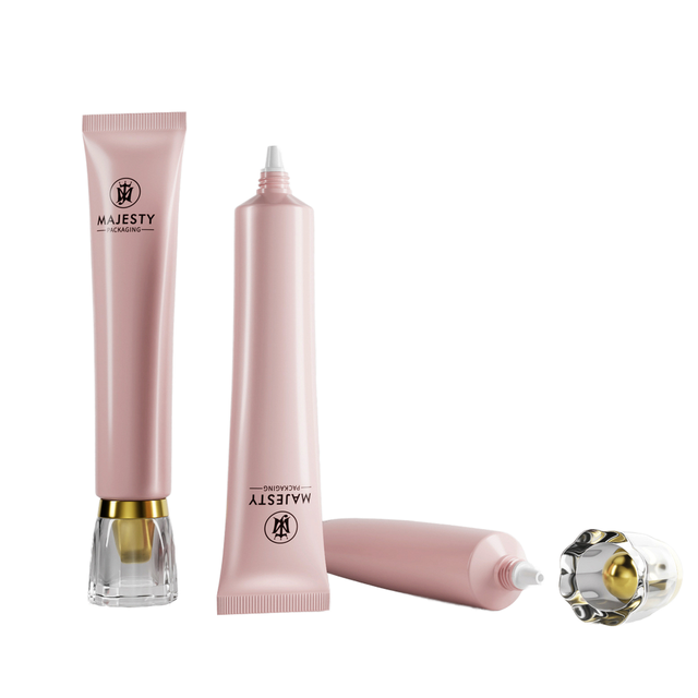 Изготовленная на заказ мягкая упаковка, пластиковая трубка для жидкого крема для тональной основы BB, крем для глаз, длинный наконечник с акриловой крышкой для солнцезащитного крема для губ