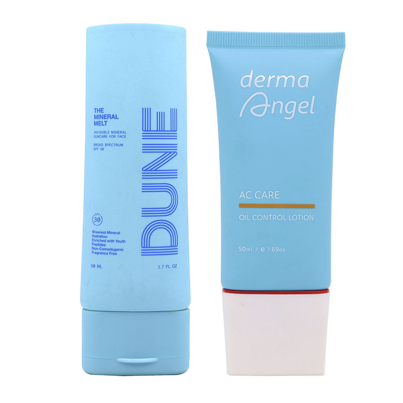 OEM 30 мл/50 мл овальные плоские полиэтиленовые пластиковые тубы для косметики, упаковка с трафаретной печатью, завинчивающаяся крышка, солнцезащитный крем, BB-крем, тональный крем