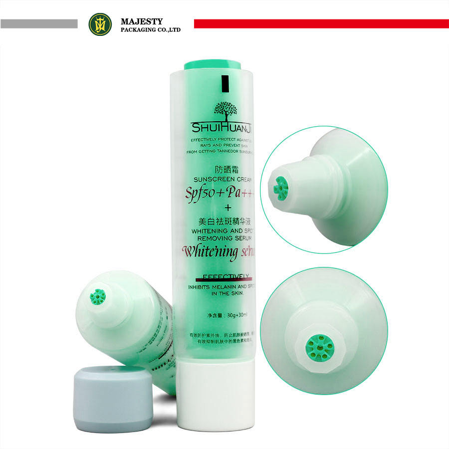 Индивидуальные пластиковые двухкамерные двойные трубки с винтовой крышкой, средства для ухода за кожей лица, крем для рук, лосьон для тела, цвета на заказ, косметика