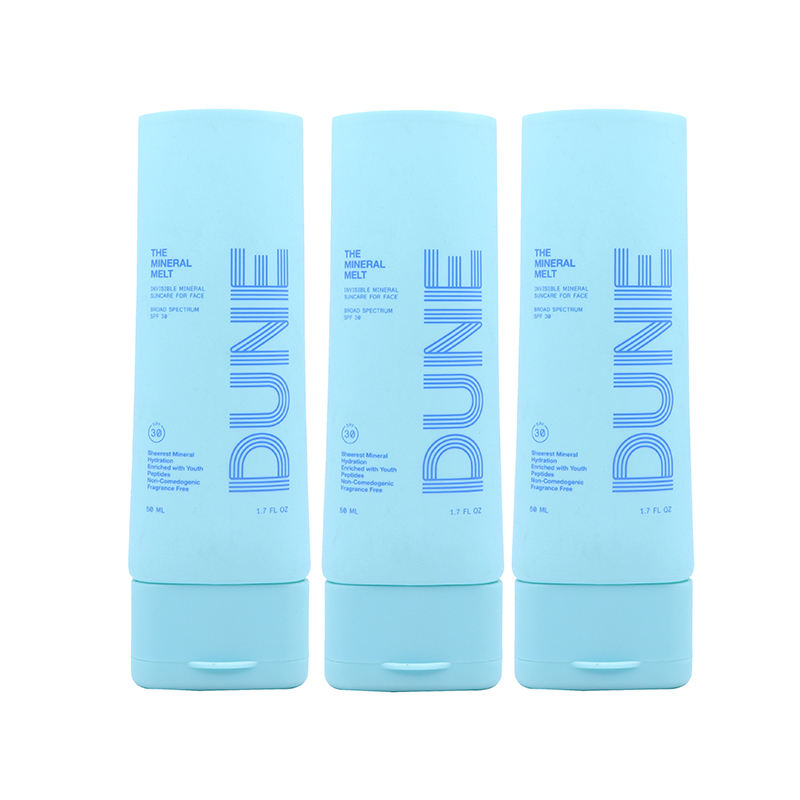 OEM 30 мл 50 мл овальные плоские полиэтиленовые пластиковые тубы с откидной крышкой для солнцезащитного крема BB-крема, тонального крема для лица, косметической упаковки